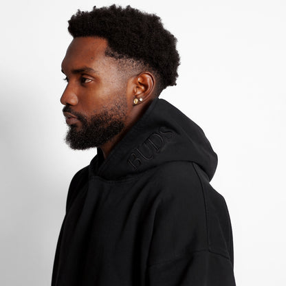 Buzo Hoodie Negro Tela Alto Gramaje 400G