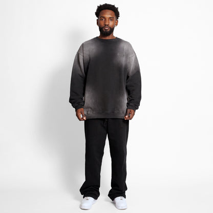 Buzo Crewneck Negro Degradé Tela Alto Gramaje 400G