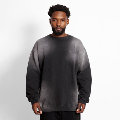 Buzo Crewneck Negro Degradé Tela Alto Gramaje 400G