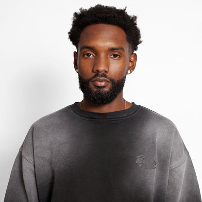 Buzo Crewneck Negro Degradé Tela Alto Gramaje 400G