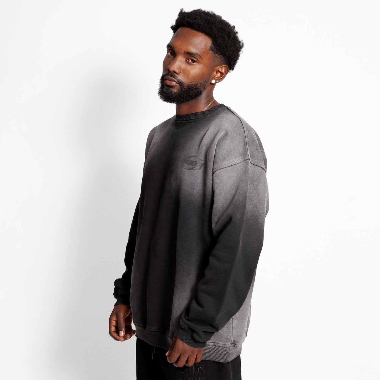 Buzo Crewneck Negro Degradé Tela Alto Gramaje 400G