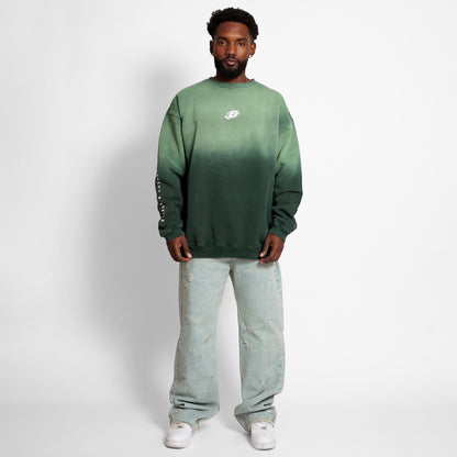Buzo Crewneck Verde Degradé Tela Alto Gramaje 400G