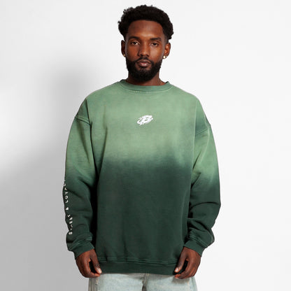 Buzo Crewneck Verde Degradé Tela Alto Gramaje 400G