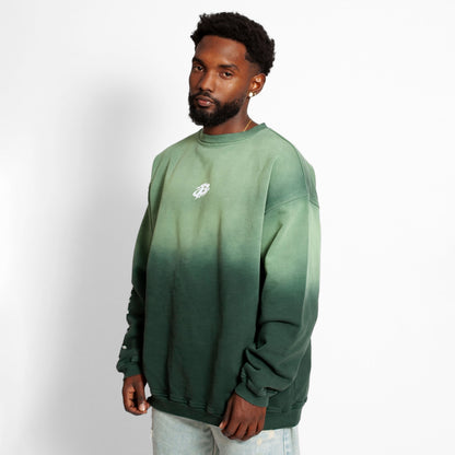 Buzo Crewneck Verde Degradé Tela Alto Gramaje 400G