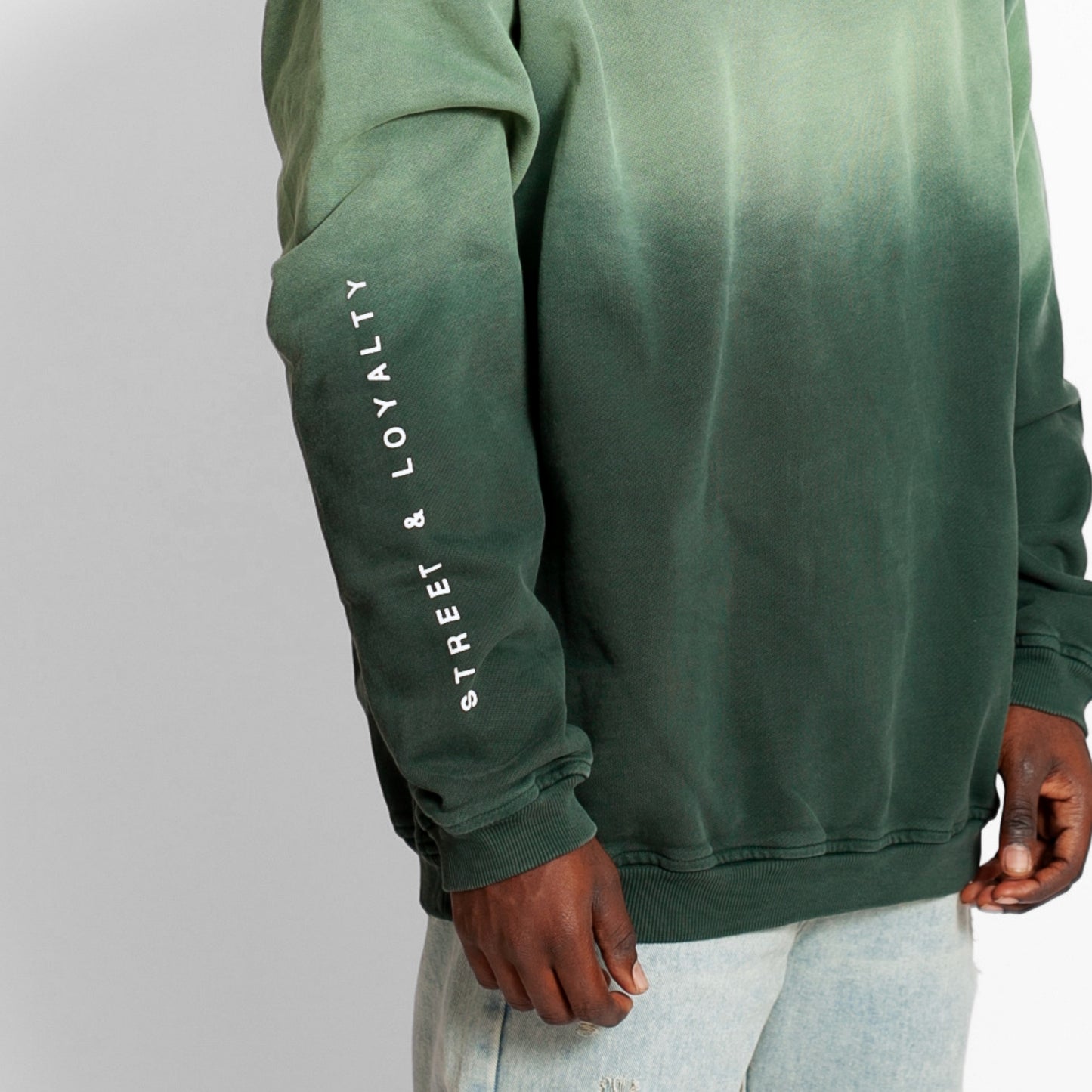 Buzo Crewneck Verde Degradé Tela Alto Gramaje 400G