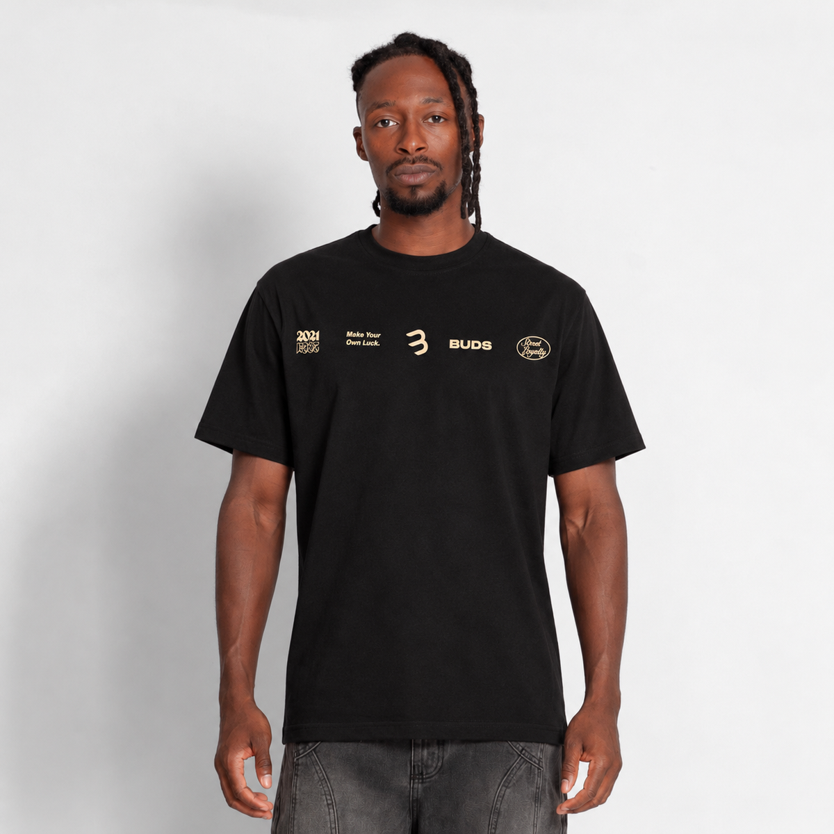 Camiseta Regular Hombre Negra Buds