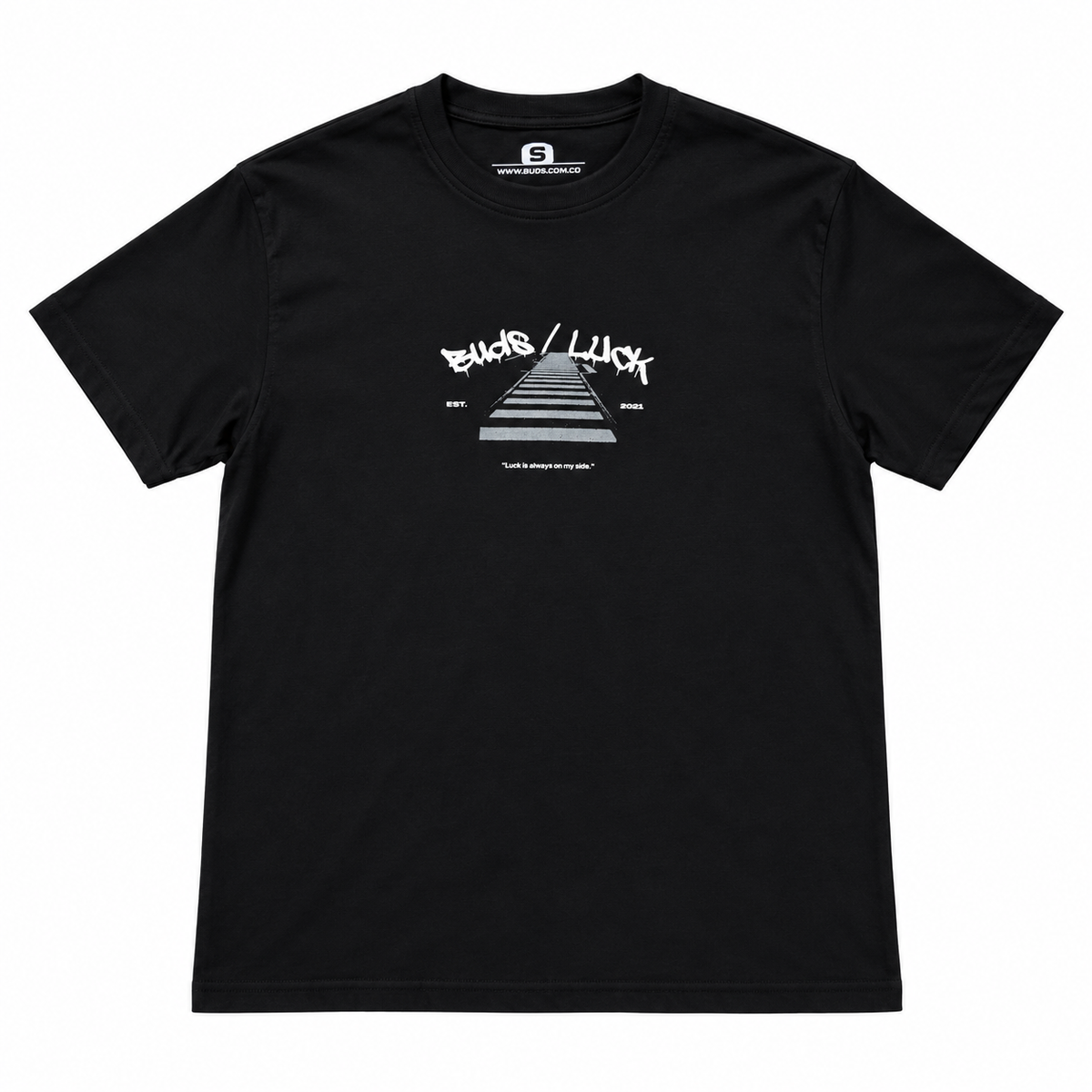 Camiseta Regular Fit Hombre Negra Buds
