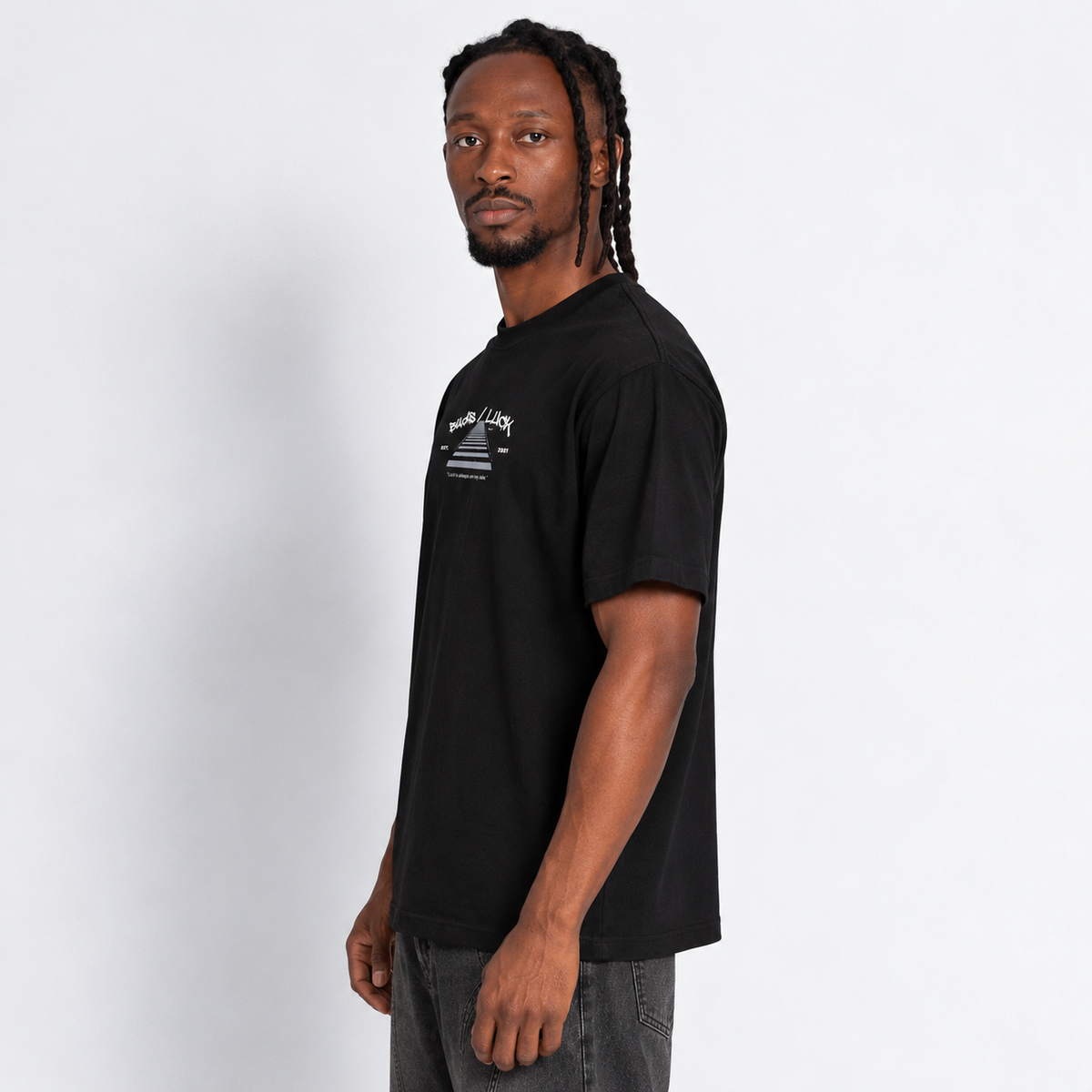 Camiseta Regular Fit Hombre Negra Buds