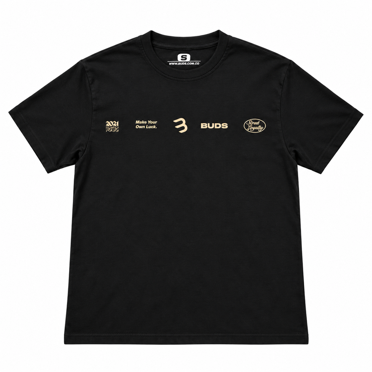 Camiseta Regular Hombre Negra Buds