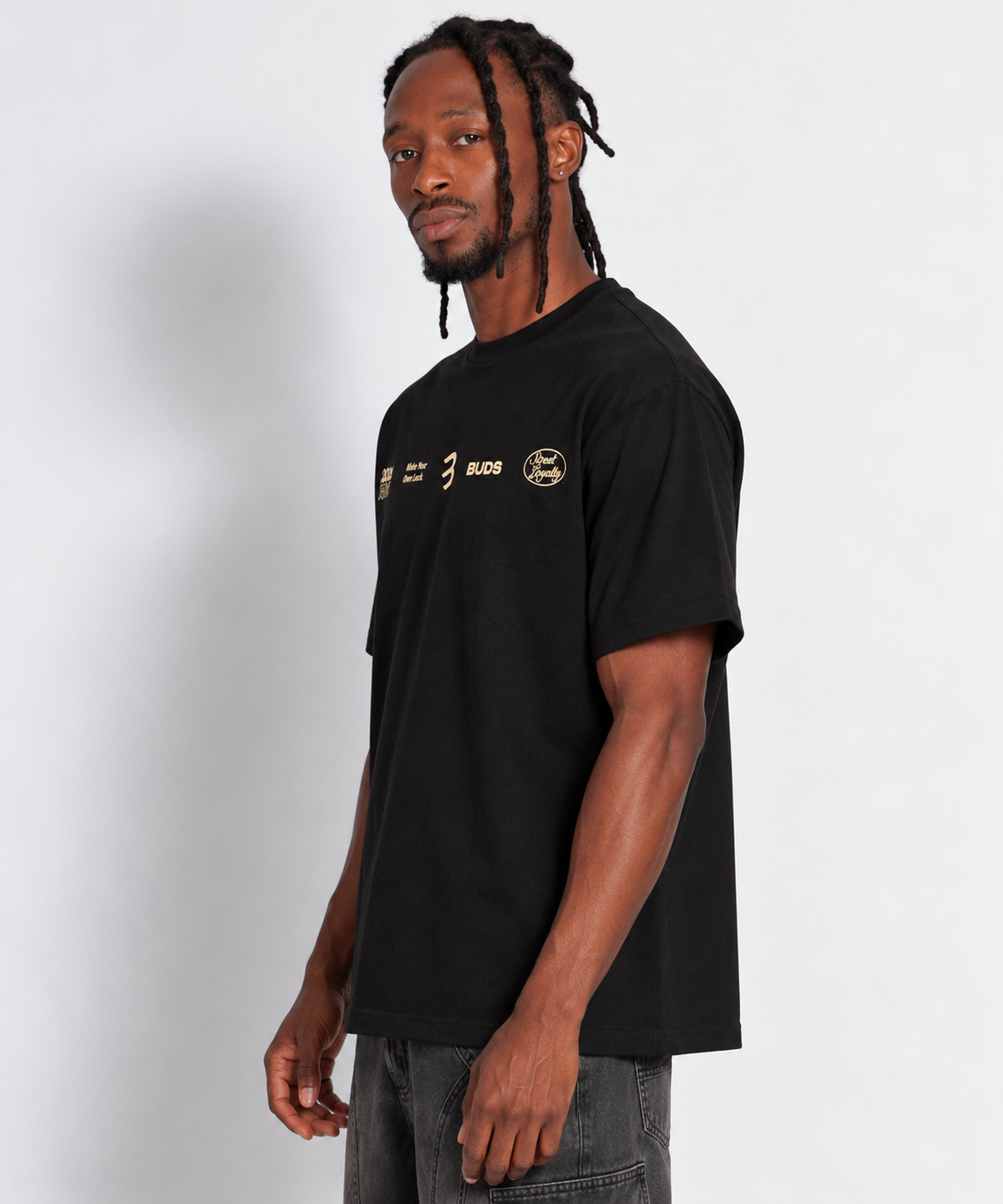 Camiseta Regular Hombre Negra Buds