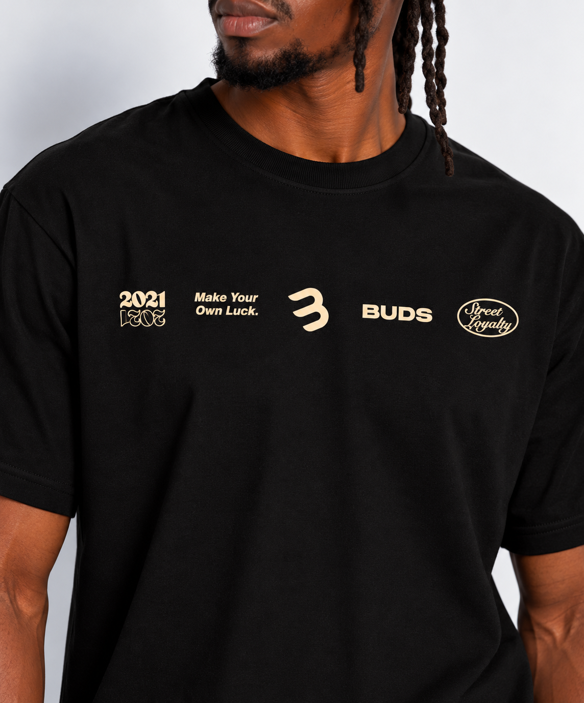 Camiseta Regular Hombre Negra Buds
