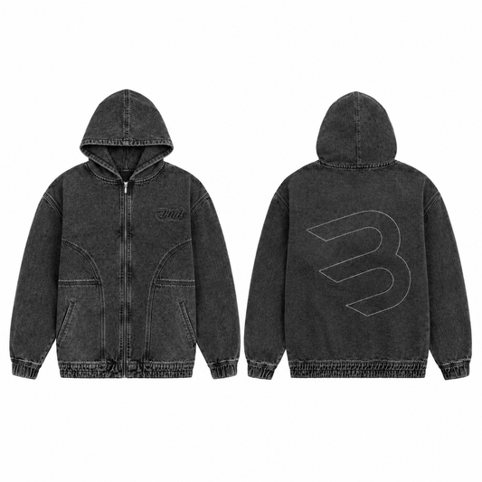 Chaqueta Denim Boy Fit Hombre Gris Acid Wash Buds