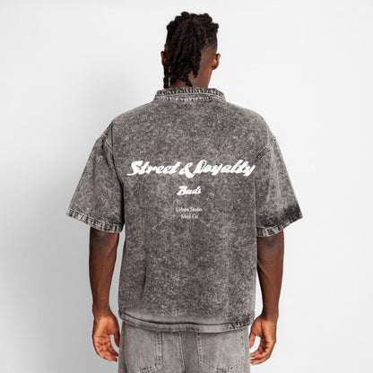 Camisa Denim Boy Fit Hombre Gris Claro Buds