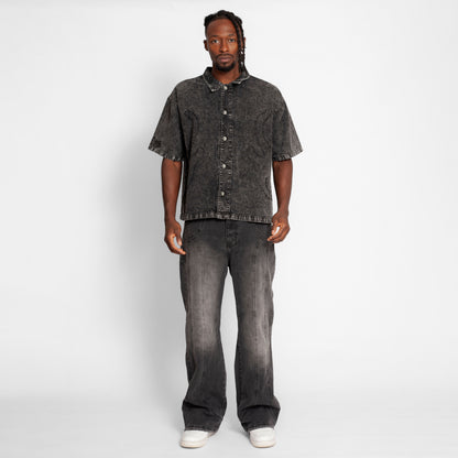Camisa Denim Boy Fit Hombre Gris Humo Buds