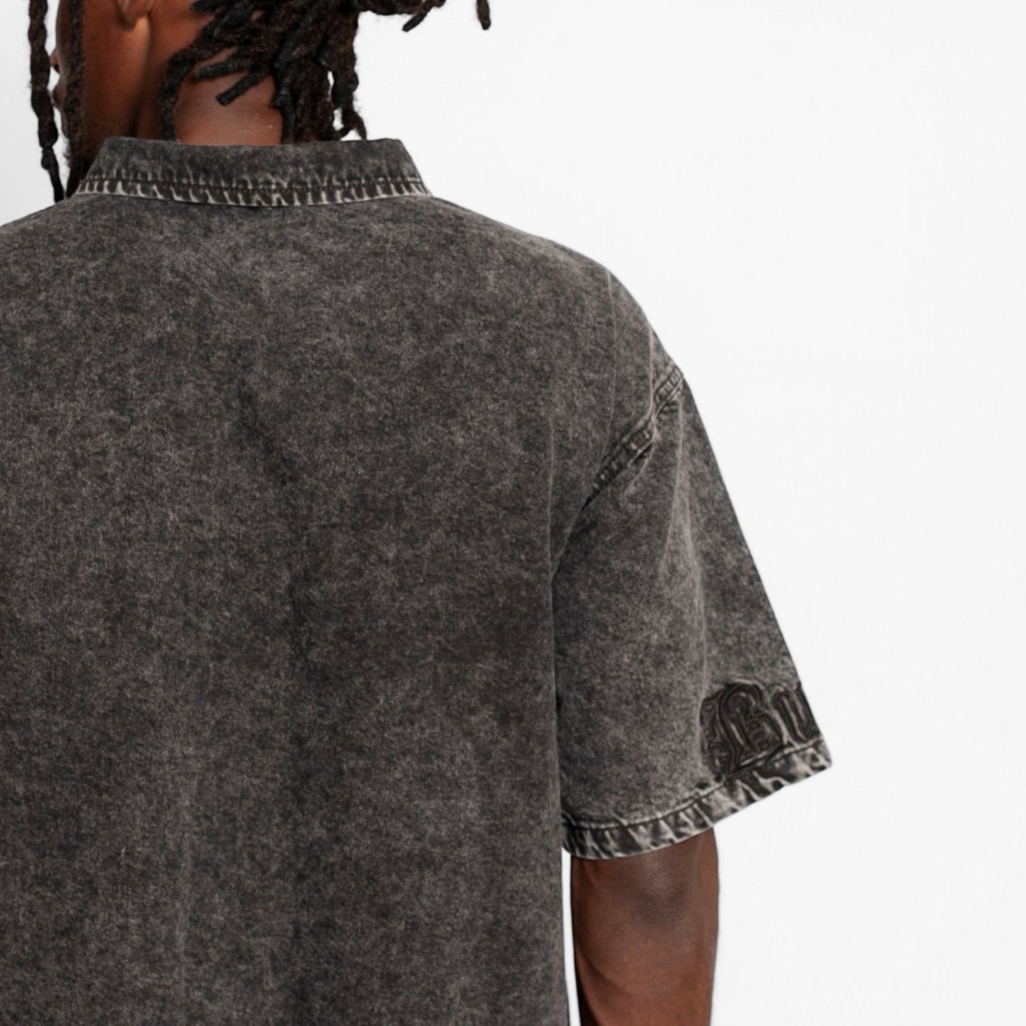 Camisa Denim Boy Fit Hombre Gris Humo Buds