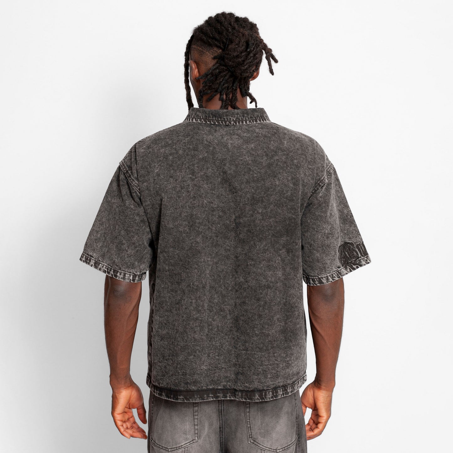 Camisa Denim Boy Fit Hombre Gris Humo Buds