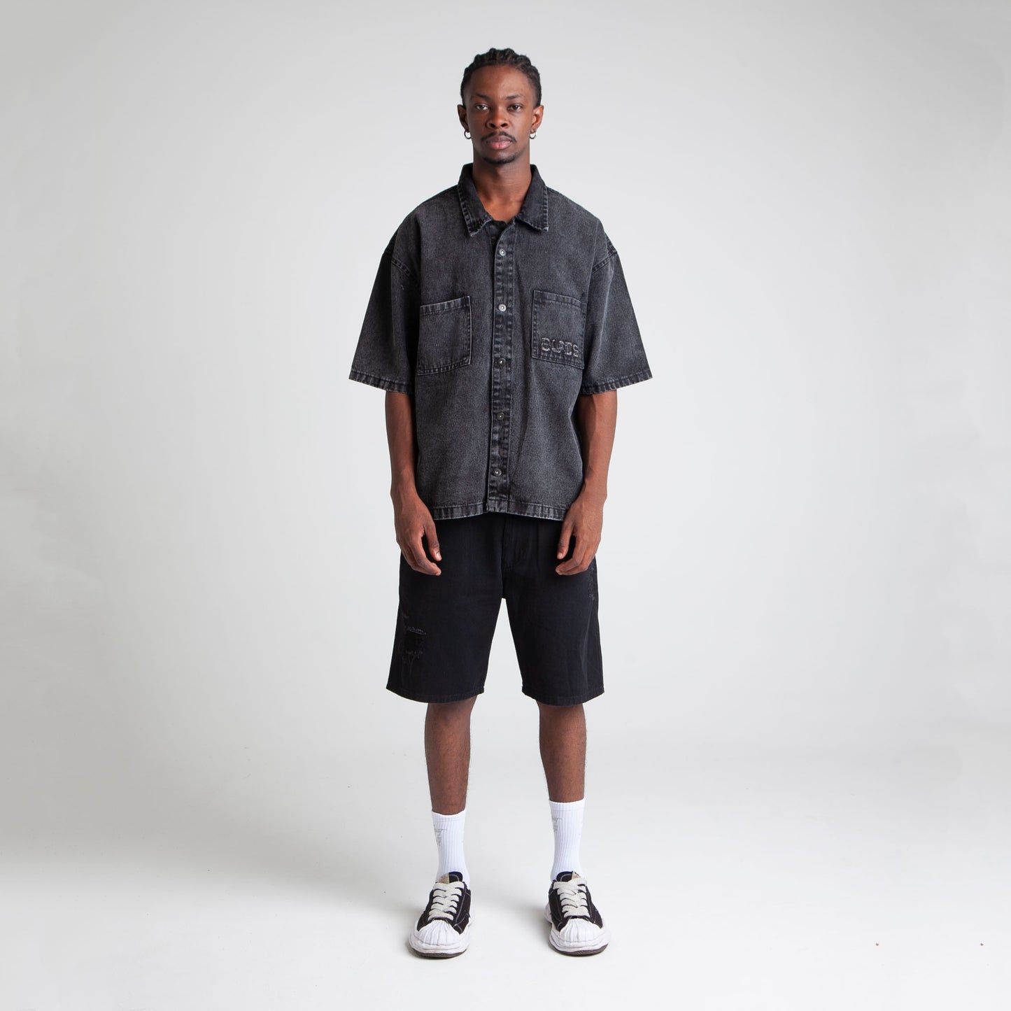 Camisa Denim Oversize Boxy Fit Hombre Negro Buds