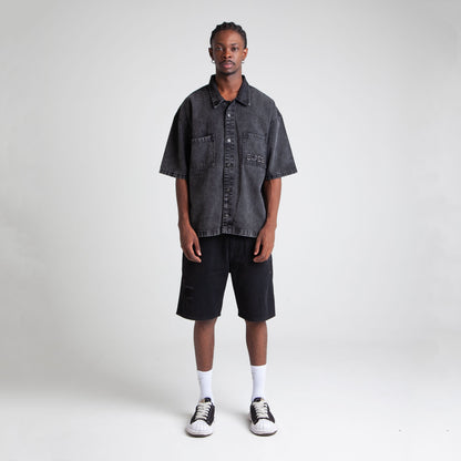 Camisa Denim Oversize Boxy Fit Hombre Negro Buds