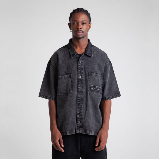 Camisa Denim Oversize Boxy Fit Hombre Negro Buds