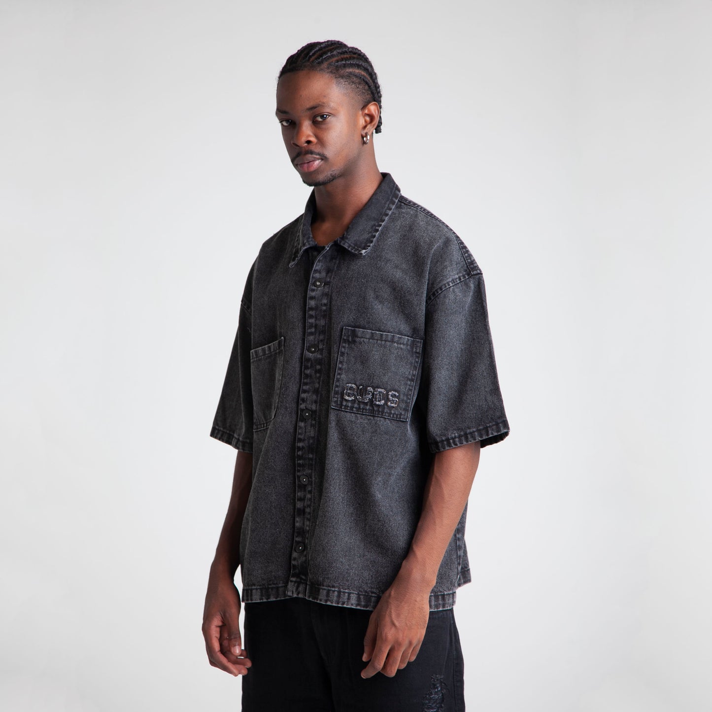 Camisa Denim Oversize Boxy Fit Hombre Negro Buds
