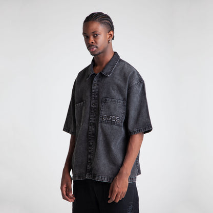 Camisa Denim Oversize Boxy Fit Hombre Negro Buds