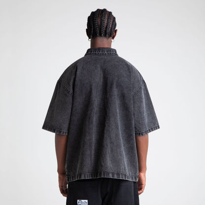 Camisa Denim Oversize Boxy Fit Hombre Negro Buds