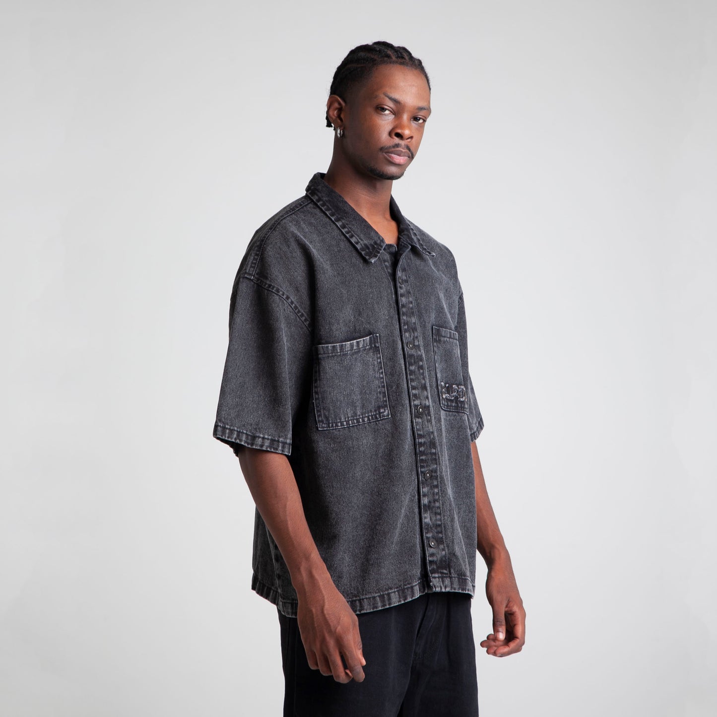 Camisa Denim Oversize Boxy Fit Hombre Negro Buds