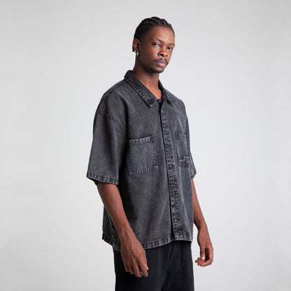 Camisa Denim Oversize Boxy Fit Hombre Negro Buds