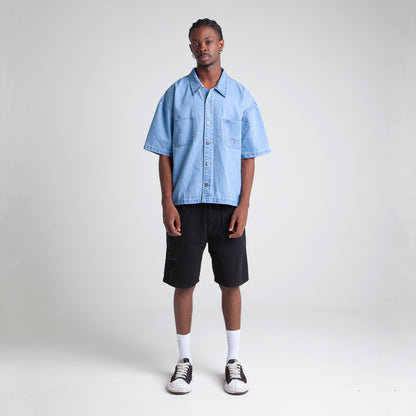 Camisa Denim Oversize Boxy Fit Hombre Azul Buds