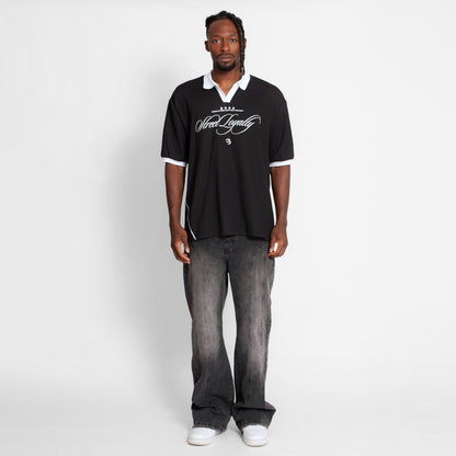 Camisa Oversize Polo Tela Galleta Negra Blanca Buds