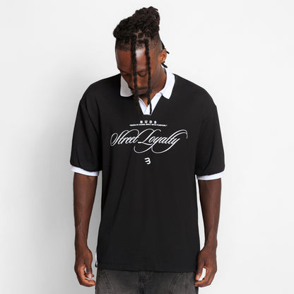 Camisa Oversize Polo Tela Galleta Negra Blanca Buds