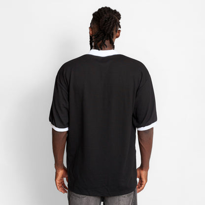 Camisa Oversize Polo Tela Galleta Negra Blanca Buds