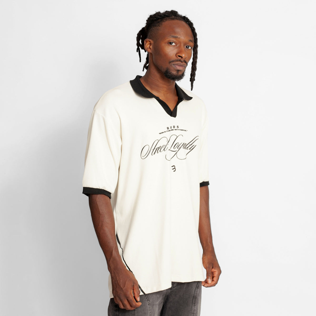 Camisa Oversize Polo Tela Galleta Beige Negro Buds
