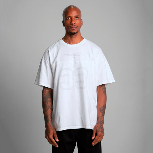 Camiseta Oversize Cortes Hombre Blanco Alto Gramaje 250G