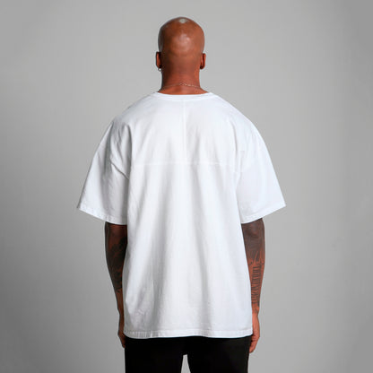 Camiseta Oversize Cortes Hombre Blanco Alto Gramaje 250G