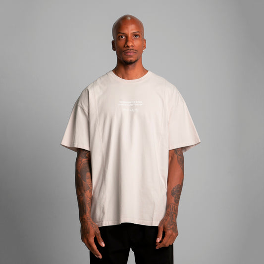 Camiseta Oversize Cortes Hombre Beige Alto Gramaje 250G