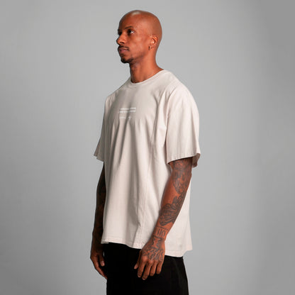 Camiseta Oversize Cortes Hombre Beige Alto Gramaje 250G