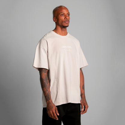 Camiseta Oversize Cortes Hombre Beige Alto Gramaje 250G