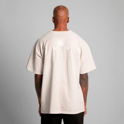 Camiseta Oversize Cortes Hombre Beige Alto Gramaje 250G