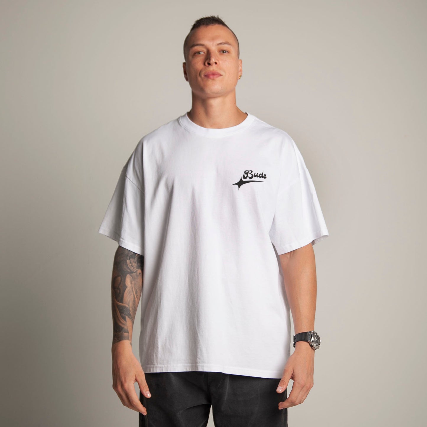 Camiseta Oversize Hombre Blanca Alto Gramaje 250G