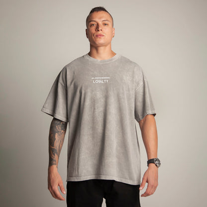 Camiseta Oversize Hombre Acid Wash Gris Alto Gramaje 250G