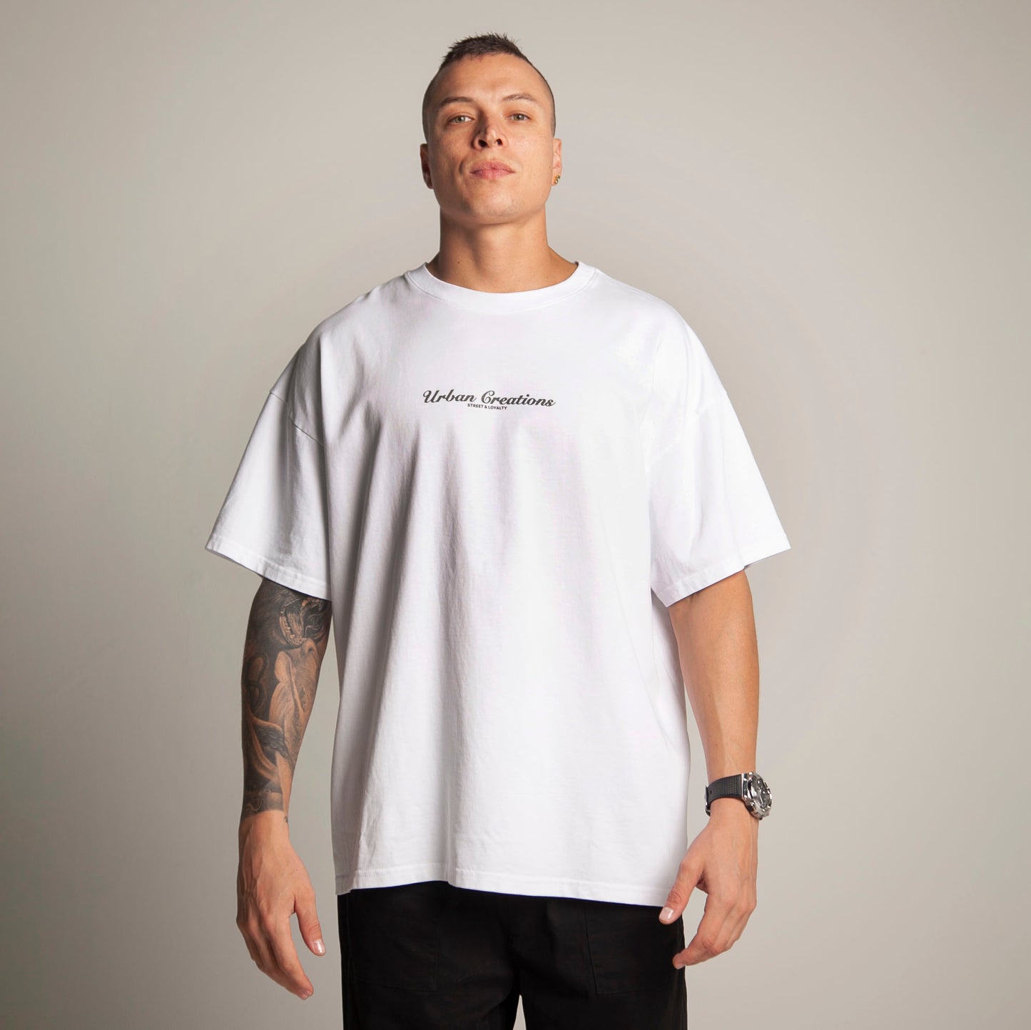 Camiseta Oversize Hombre Blanca Alto Gramaje 250G