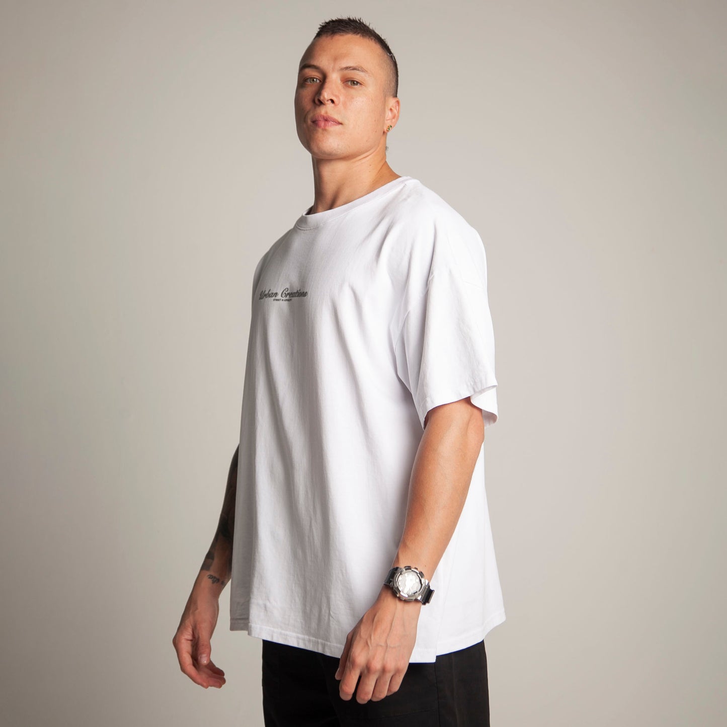 Camiseta Oversize Hombre Blanca Alto Gramaje 250G