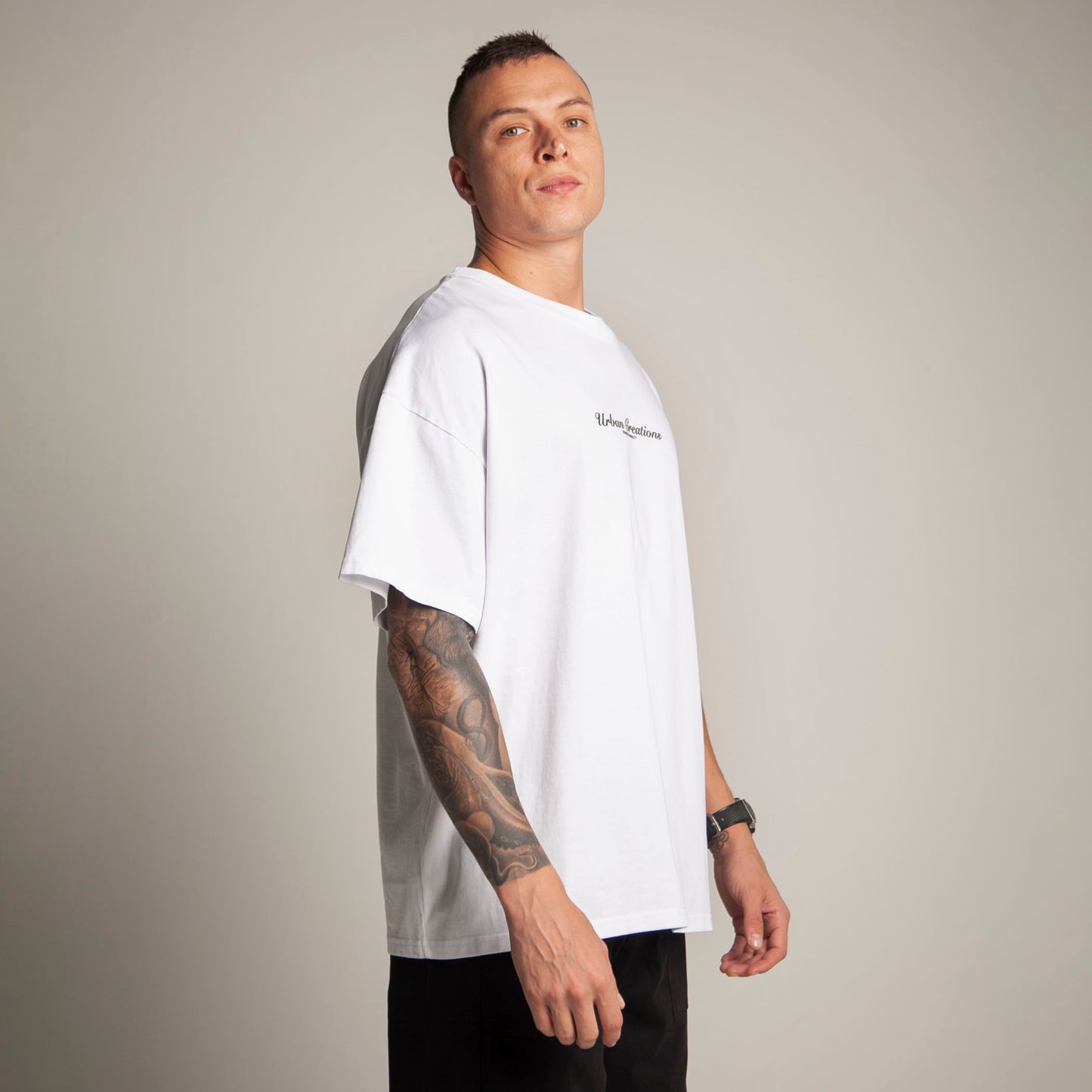 Camiseta Oversize Hombre Blanca Alto Gramaje 250G