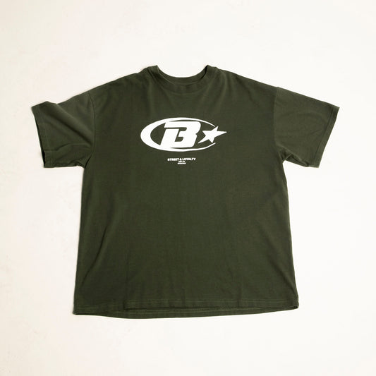 Camiseta Oversize Hombre Verde Militar Alto Gramaje 250G