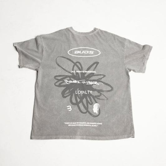 Camiseta Oversize Hombre Acid Wash Gris Alto Gramaje 250G