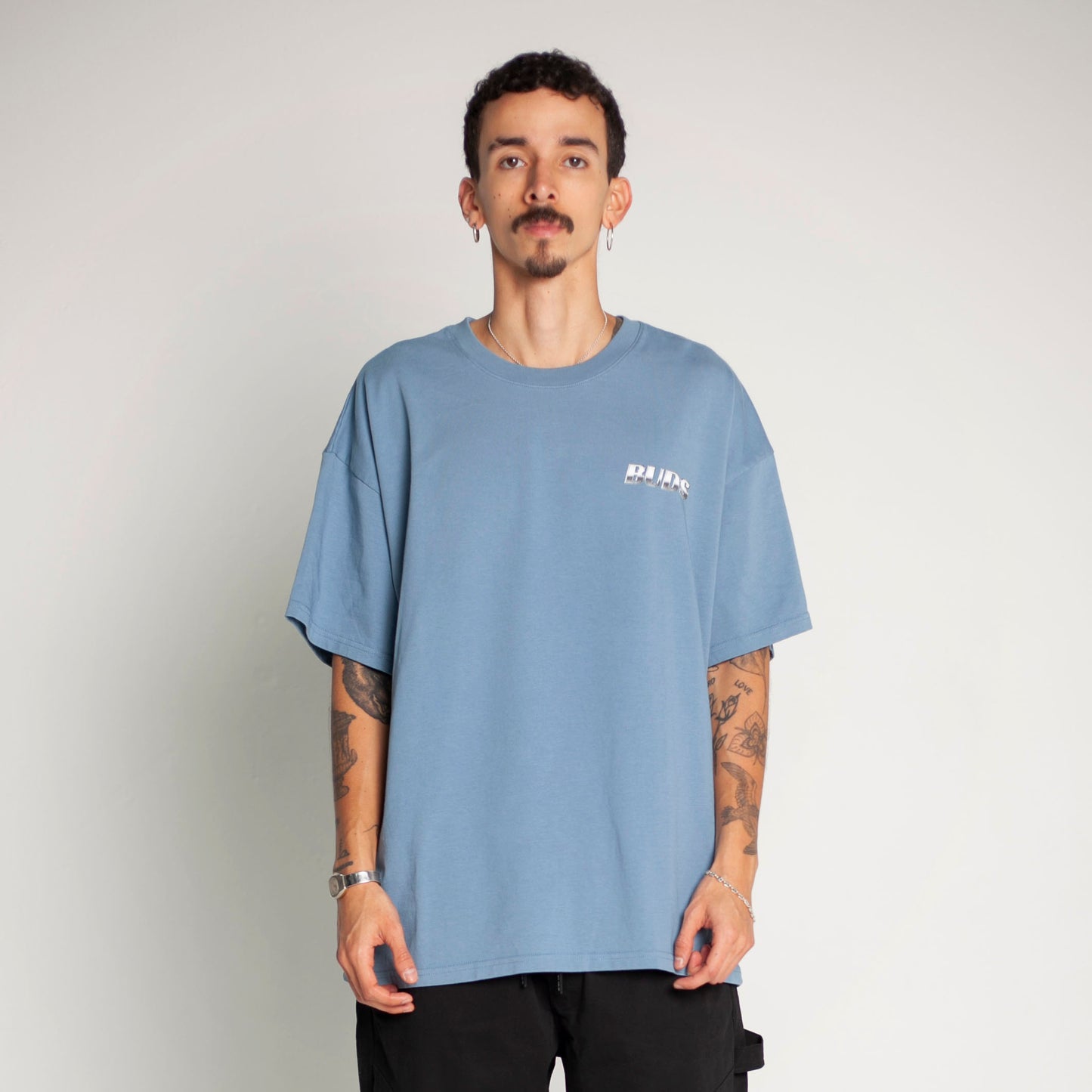 Camiseta Oversize Hombre Azul Alto Gramaje 250G