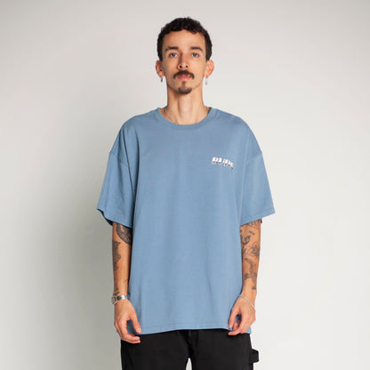 Camiseta Oversize Hombre Azul Alto Gramaje 250G