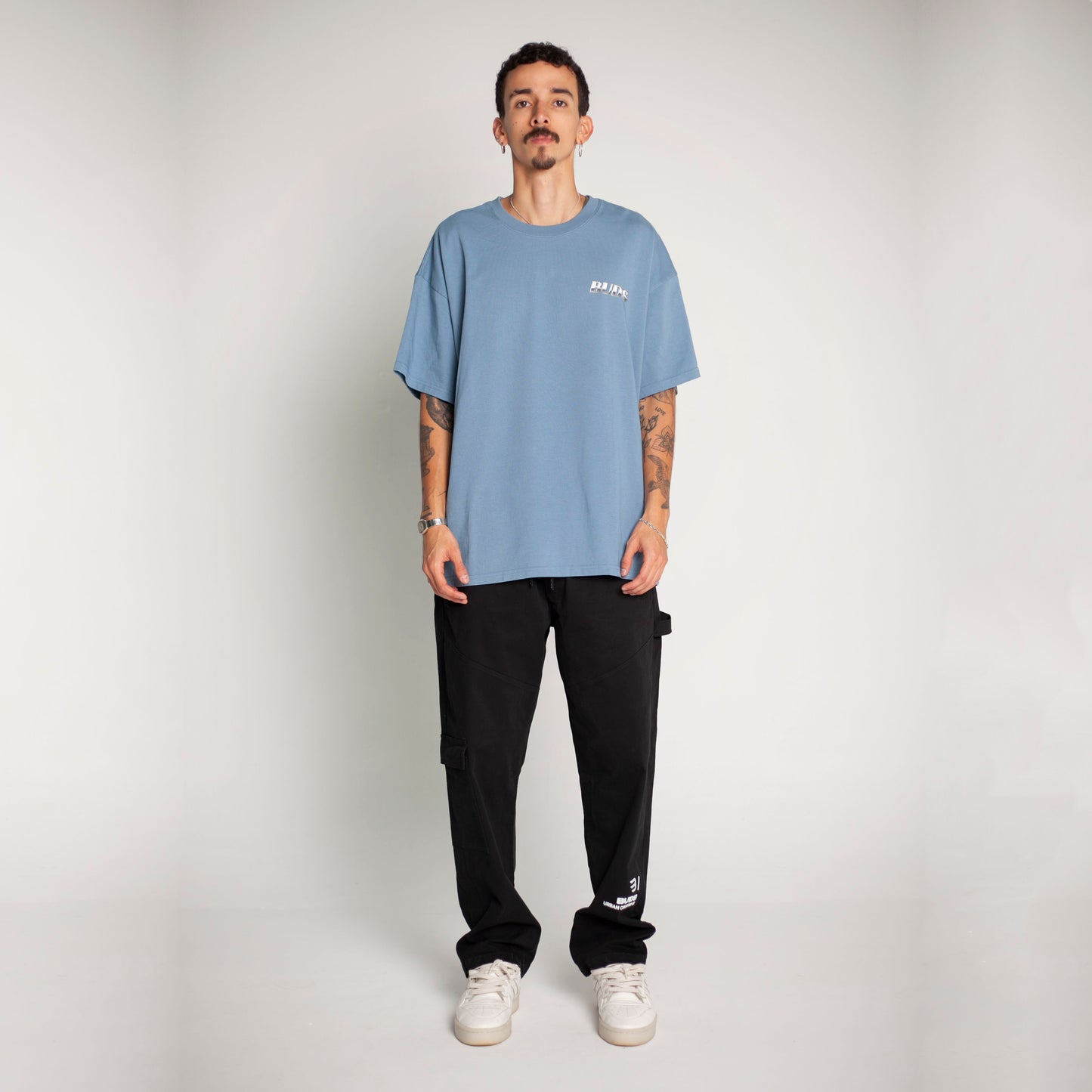 Camiseta Oversize Hombre Azul Alto Gramaje 250G