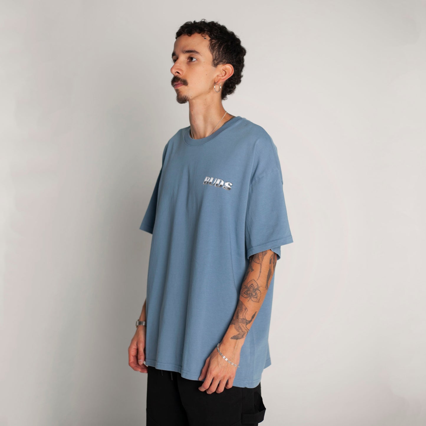 Camiseta Oversize Hombre Azul Alto Gramaje 250G